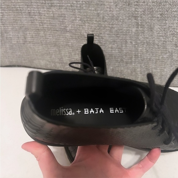 MELISSA + BAJA EAST Black Desert Python Embossed Lace Up Ankle Booties Size 9 - Picture 11 of 13